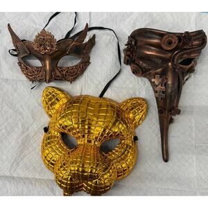 Masquerade Halloween Party Masks Set Of 3 Mardi Venetian Angel Tiger Masks